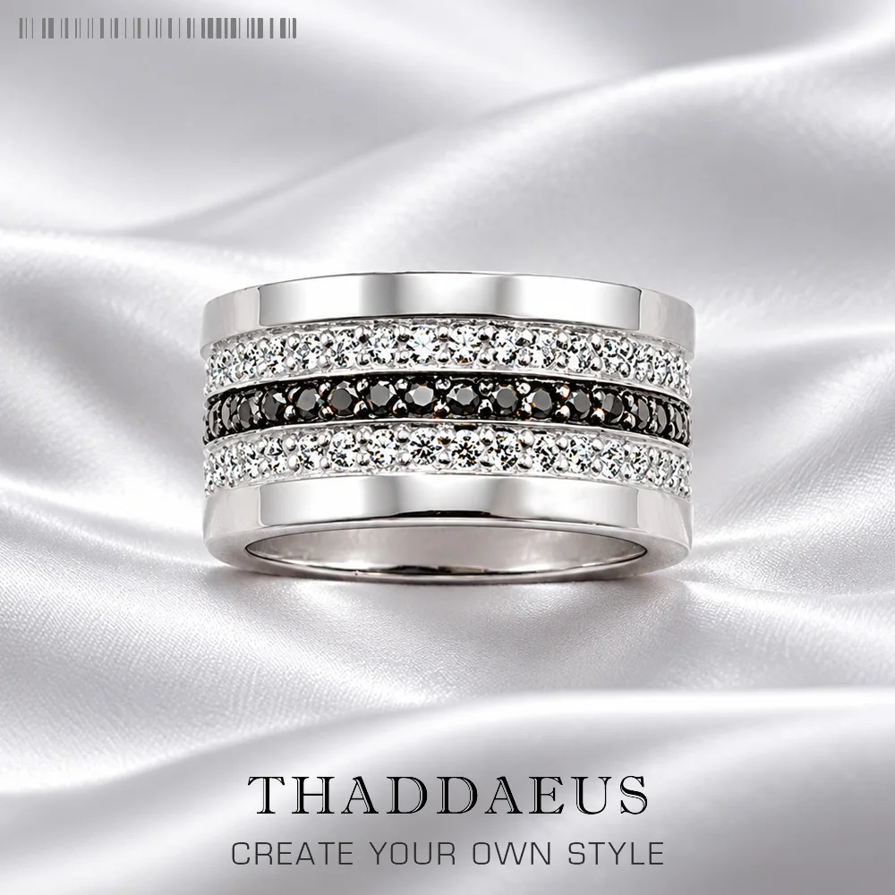 Entenity Ring Black & White Pave,Europe Style Glam Fashion Good Jewerly For Women Gift In 925 Sterling Silver