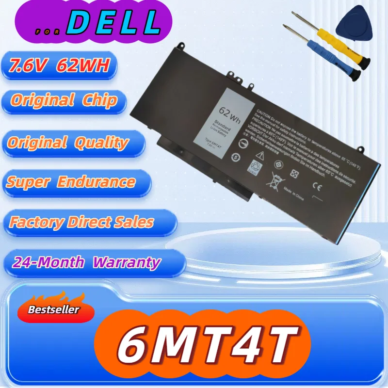 

6MT4T 7.6V 62WH Laptop Battery for DELL Latitude E5570 E5470 M3510 15.6" Sereis 79VRK 7V69Y 07V69Y TXF9M Free Tools
