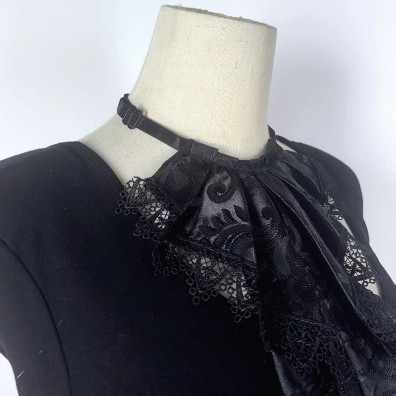 Kép 6: Layered csipkével nyakú Báláz Lecsavarható ruffled Gallér Bíróság decorativa Ál- Csőbilincs Avatás színpadi Előadás cosplay accessor
