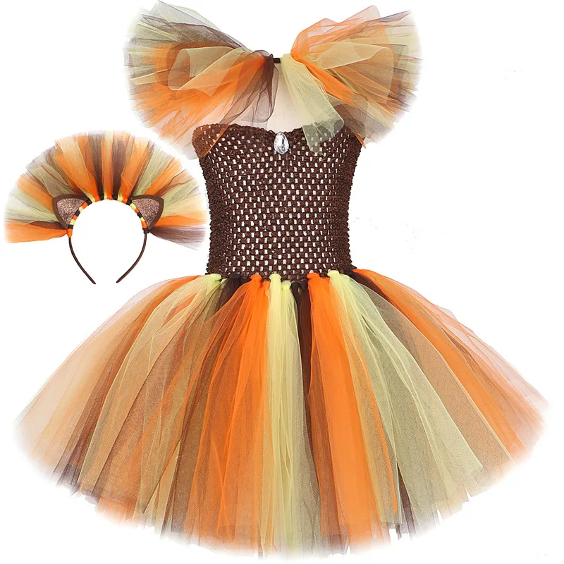Costume de roi Lion pour filles, robes de princesse Tutu de fête de vacances, Costume de carnaval d'halloween pour enfants, ensemble de vêtements