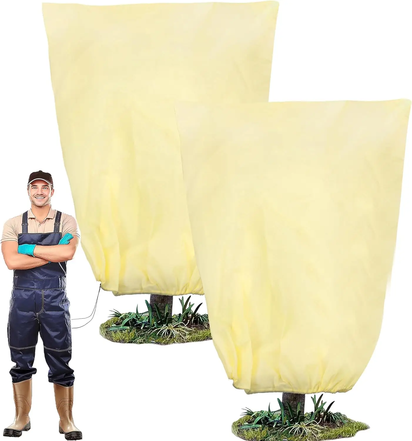 

Комплект из 2 утолщенных укрывных материалов для растений, 78x41 дюймов, с молнией и шнурком для зимней защиты