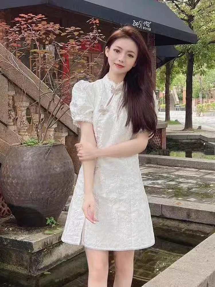 Ele Nieuwe Chinese Sle Versierd A-lijn Dr Afslankende Taille en Sve Polyestervezel Zomer Faionable Dr