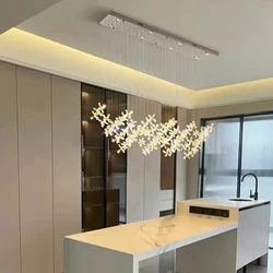 Plafonnier LED en cristal en forme de fleur, design moderne et luxueux, luminaire décoratif d'intérieur, idéal pour un restaurant ou une maison