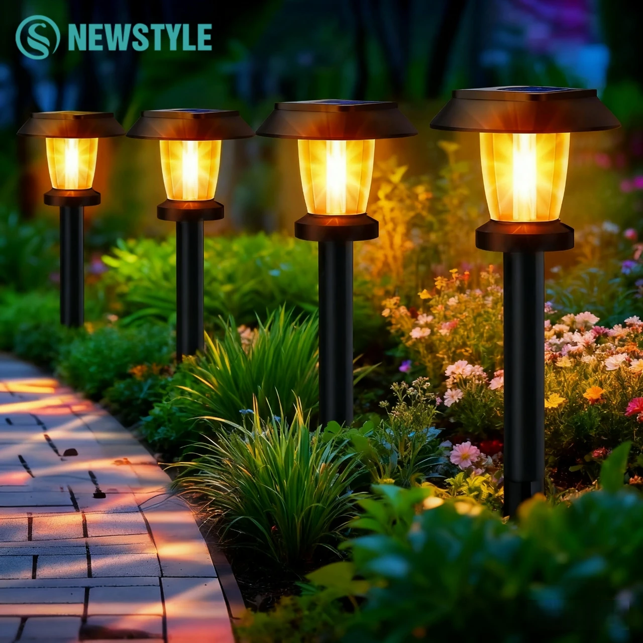 4 قطعة أضواء المسار الشمسية في الهواء الطلق مقاوم للماء حديقة زخرفة مصابيح إضاءة للمناظر الطبيعية التنغستن ضوء ديكور ساحة الحديقة مسار الممشى