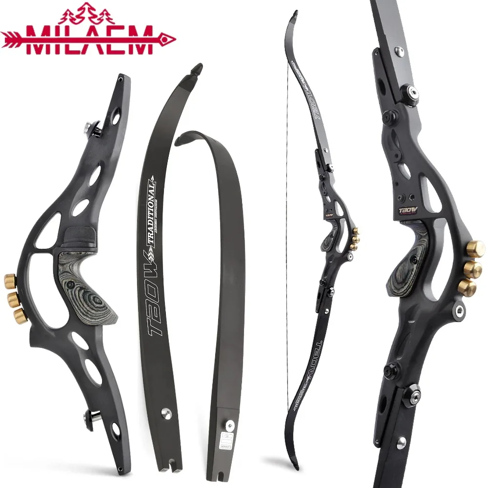 62inch Split American Bow 30-60lbs ILF Interface Archery Recurve Takedown Bow 19'' Metal Riser for Hunting Shooting Accessories