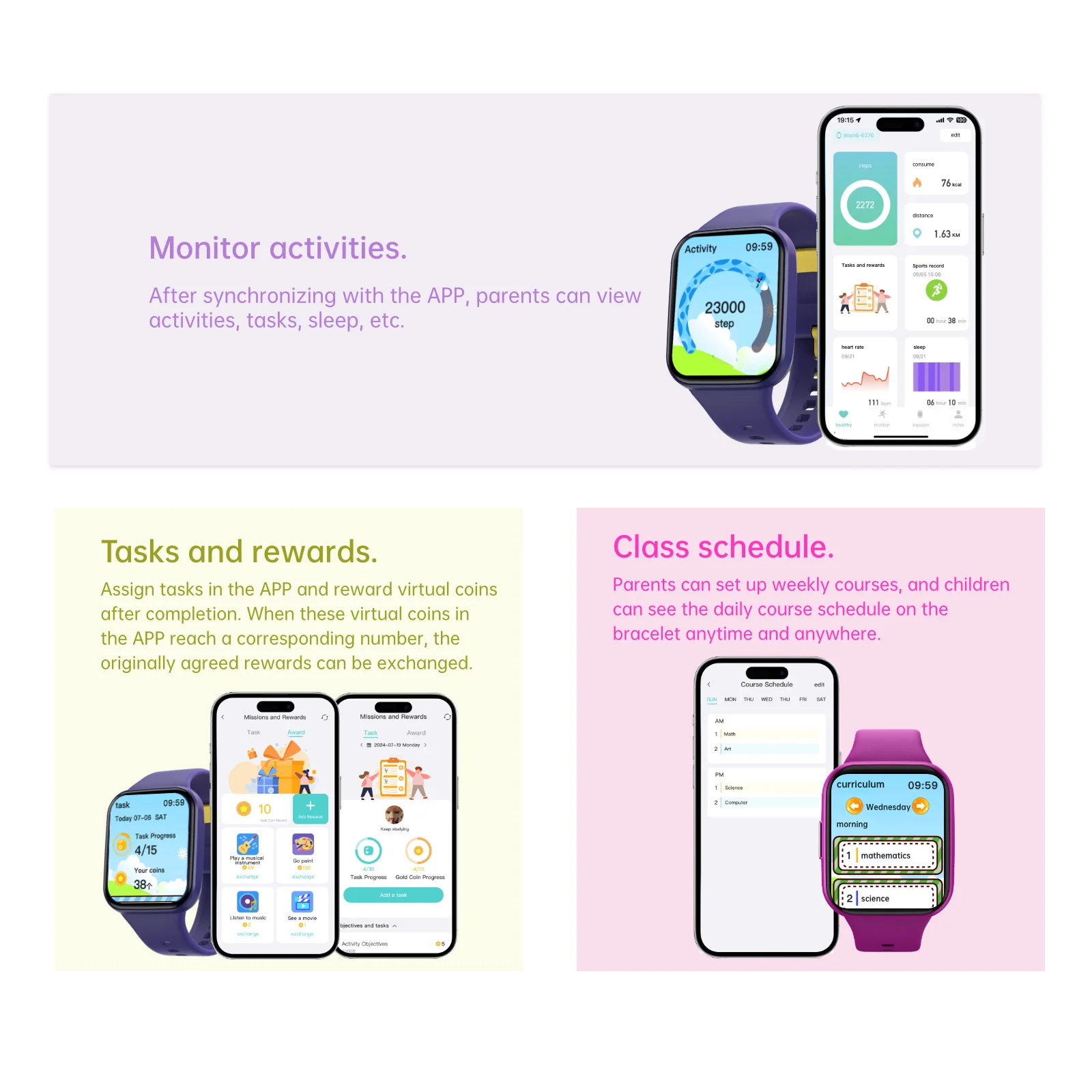 Amorus Kids Smart Watch Health Monitor Interactive Electronic Watch for Children's Sport Studing Watch Best Birthday Gifts