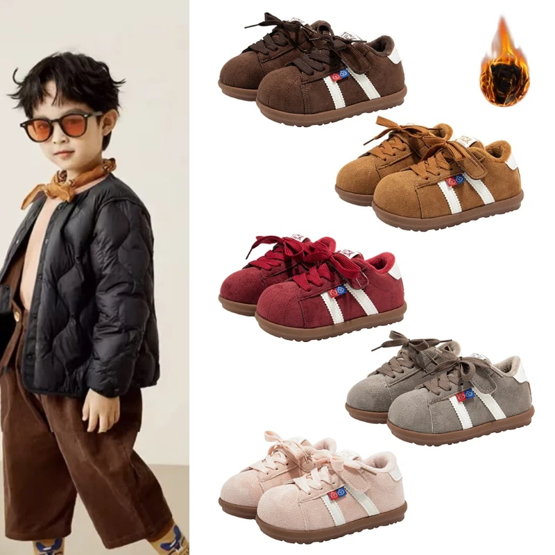 

Children's Padded De Training Shoes 1-18 Years Old Khaki Thickened Warm Boys Girls Casual Shoes Sneakers Kids Baby Short Boots