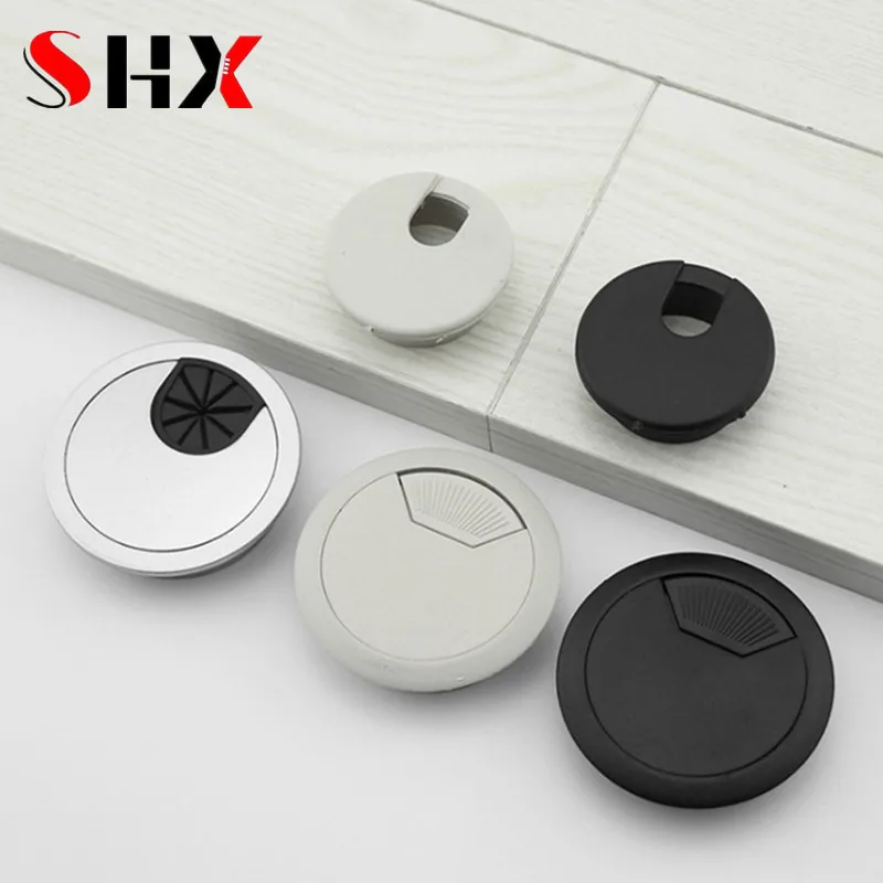 Dual Usb 80mm Wire Hole Cover Round Home Office Table Outlet Port Line Box Computer Desk Cord Grommet Cable Organizer For PC New