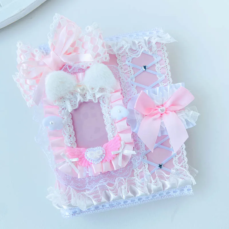 A5 Photo Album Cute Bunny Kpop Cards Binder Holder Photocard Collect Book Tickets Idol Poca Kawaii Lace Storage Ribbon Handmade