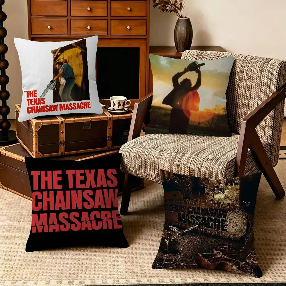Movie Horror The T-exas Chainsaw M-assacre Decorative Room Aesthetics Pillow Case Home Decor Bedroom Sofa Bed Pillow Cover 45x45