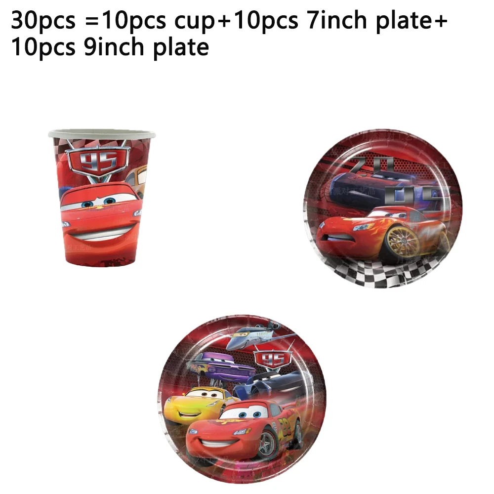Cartoon Rode Auto Thema Kinder Verjaardagsfeest Decoratie Wegwerp Servies Cartoon Auto Vlaggen Hangende Decoraties Placemats