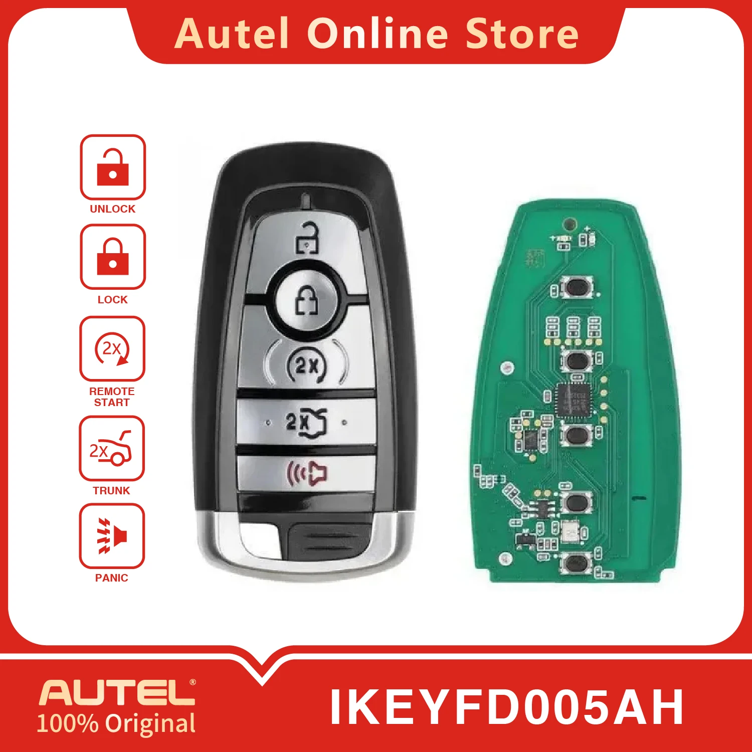 AUTEL IKEYFD005AH 5 ปุ่ม Universal Smart Remote Key สําหรับ KM100/IM508/IM608