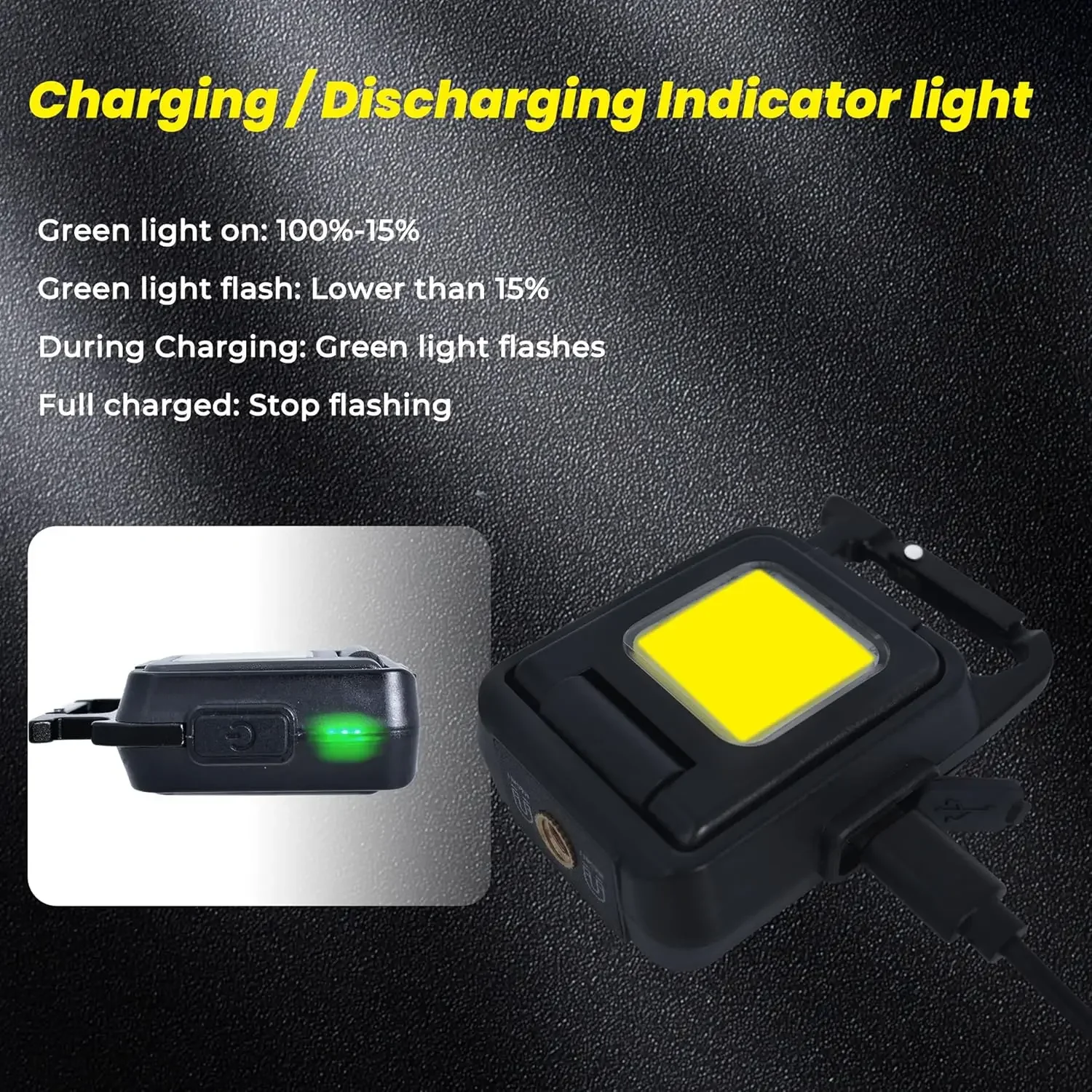 قابلة للشحن LED COB مصباح يدوي صغير LED يده ضوء العمل سلسلة مفاتيح مقاومة للماء EDC فانوس طوارئ للتخييم في الهواء الطلق