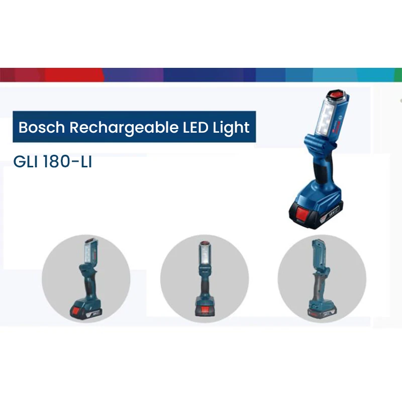 Bosch-Lâmpada de LED sem fio, GLI180, 18V, 330 Lumens, Luz de trabalho, Outdoor, Camping Trabalhando, Lanterna flexível, Ferramenta de iluminação