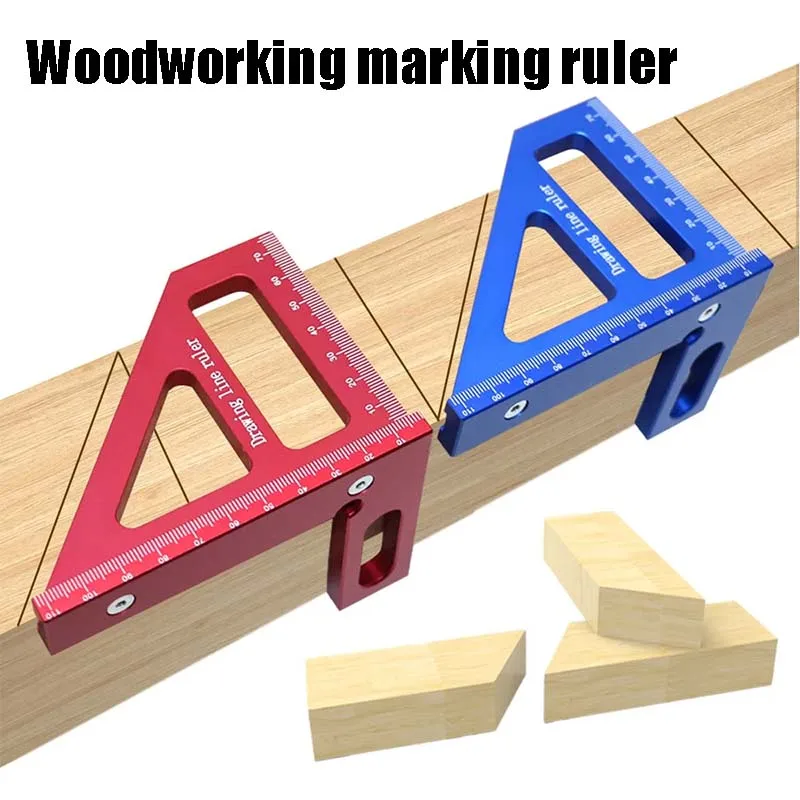 נגר מרובע-עץ מרובע פרוטרקטור אלומיניום משולש משולש סרגל 3D רב זווית 45/90 מעלות פריסת מדידה סרגל