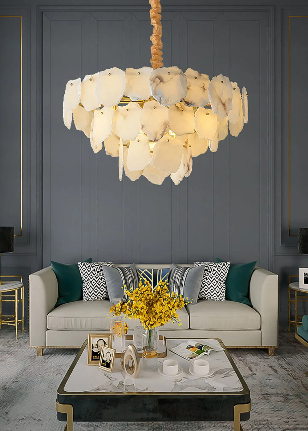 Natural Marble LED Dimmable Gold Silver