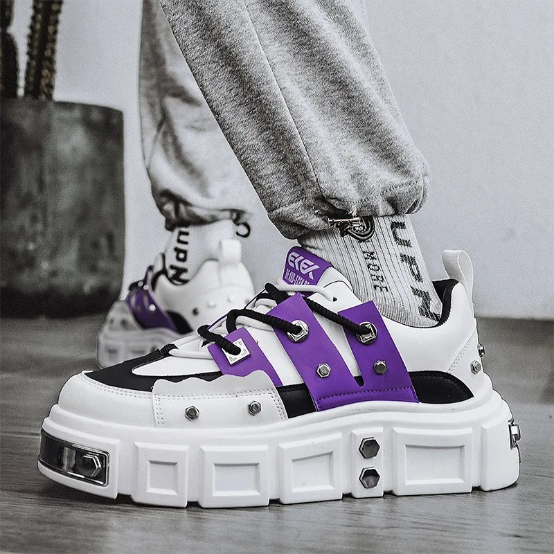 Shoes for Men High Quality Thick-soled Heightening Board Shoe Sneakers Fad Breathable Leather Sports Men Shoes Zapatillas Hombre