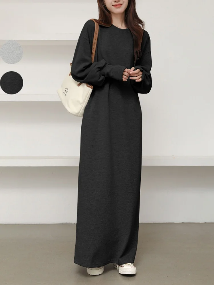 Ele Long Sve Sweat femme coupe ample minceur couleur genou longueur Dr coréen Sle décontracté Faion Dr