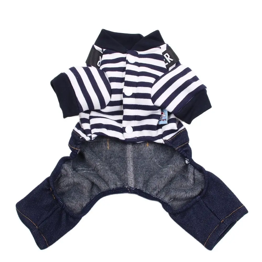 Striped Dog Cat Jumpsuit Rompers Bear Design Pet Puppy Coat Jacket Autumn Clothes Apparel 5 Sizes 2 Colours