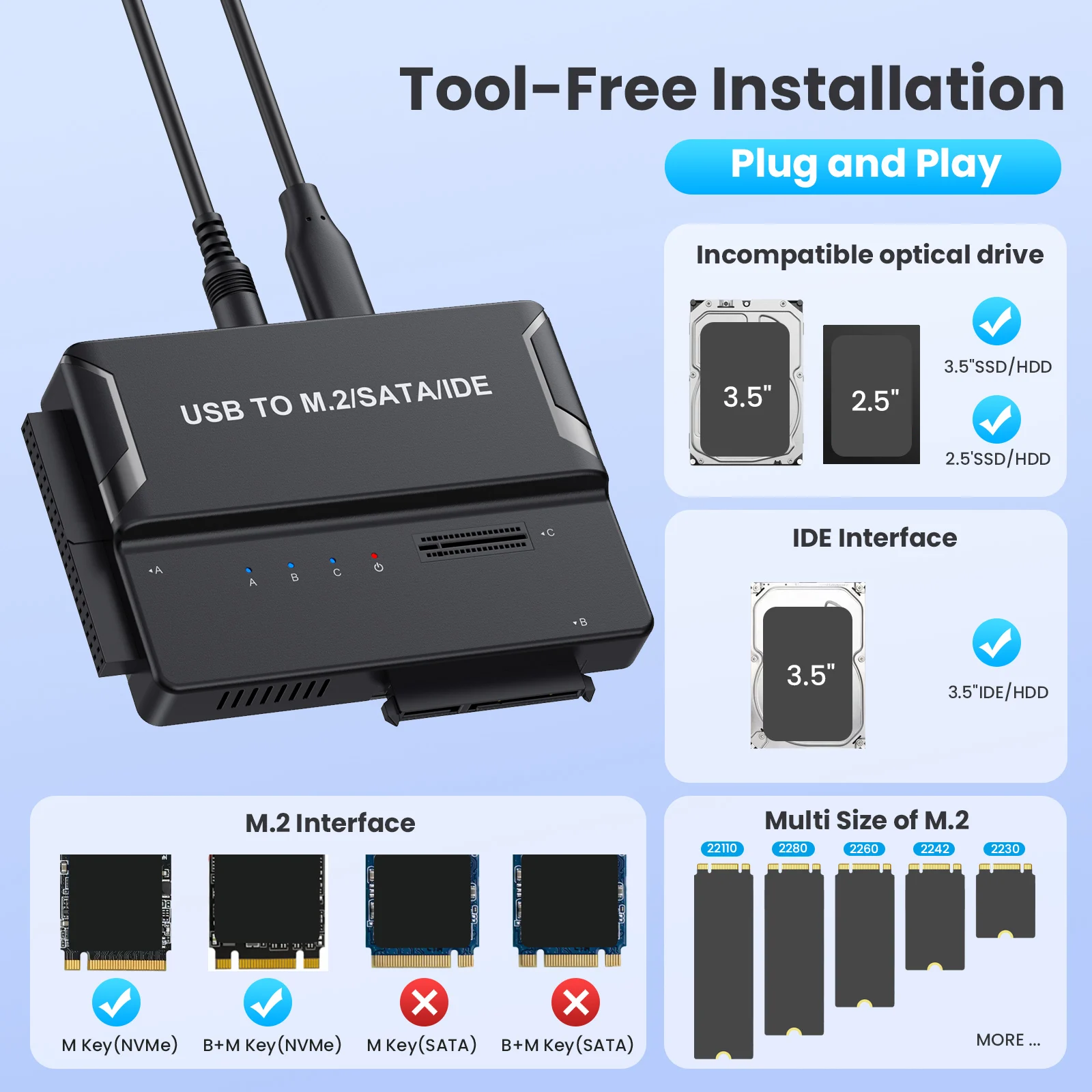 USB3.2 to M.2 NVMe/ 3.5