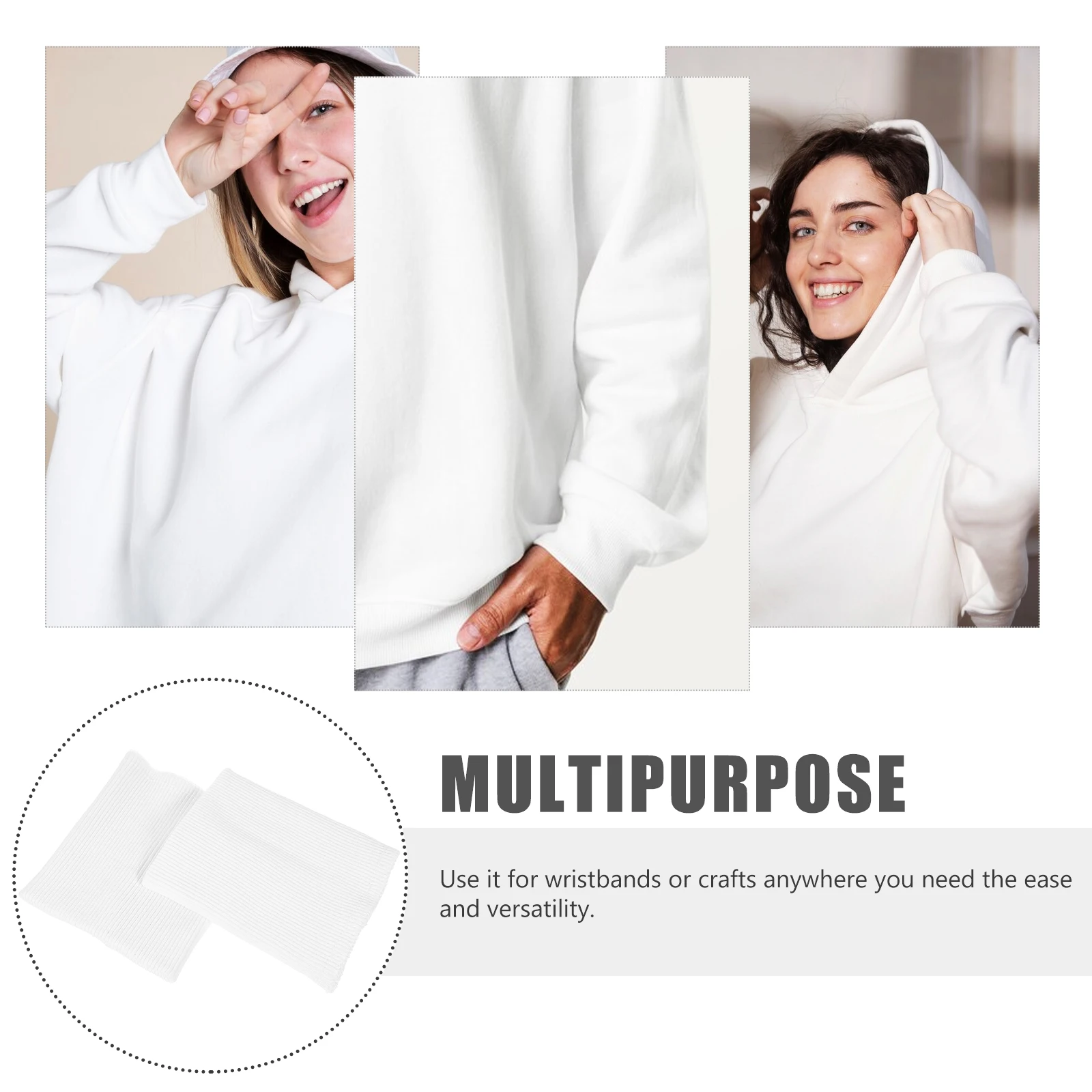 

Spliced Cuff Jacket White Bleached Sleeve Knitting Accessory Polyester Ribbed Trims Flat Elastic Wristbands Sewing Fabric