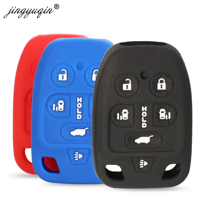 jingyuqin 6 Buttons Silicone Car Key Case For HONDA /ODYSSEY 2011 2012 2013 2014 Key Cover Fob Holder Protector