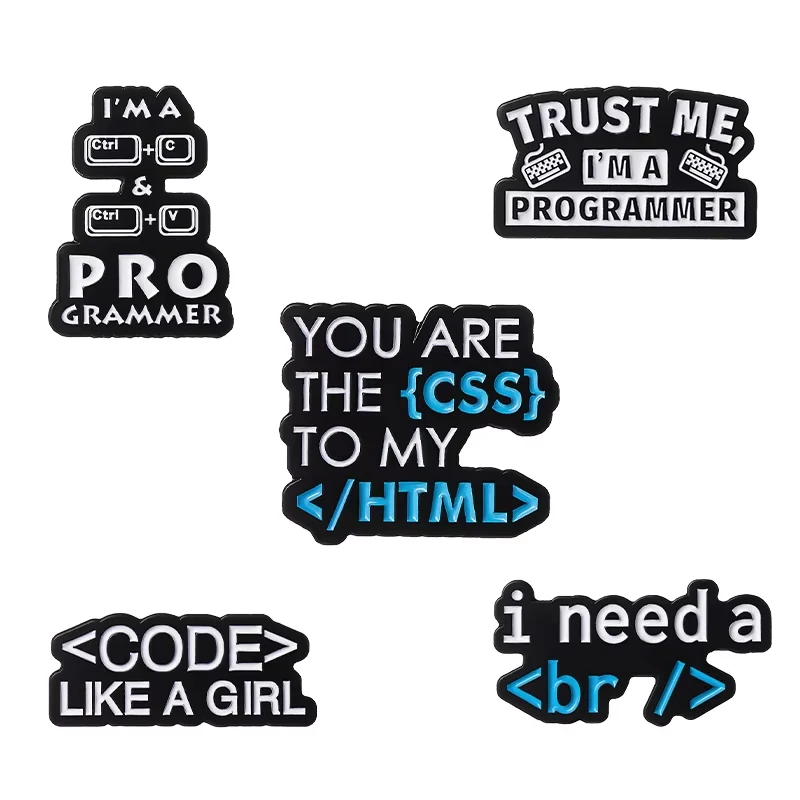 Computer Programmer Enamel Pin Trust Me Brooch Badge Br CSS HTML Metal Bag Hat Lapel Clothes Jewelry Friends Gifts Wholesale