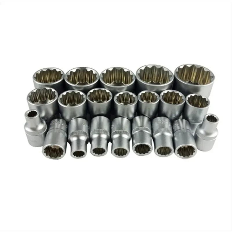 21PC 6/12 Corners  Socket Wrench Set Lock Socket Torx Hex Torx Splined Bit Socket Set 1/2” Hex Socket Repair Tool Kit 8-32mm