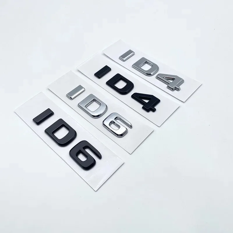 Glossy Black Letters Numbers Emblem ID4 ID6 GTX for  Tailgate Emblem Letters Sticker Car Trunk Rear Logo Sticker