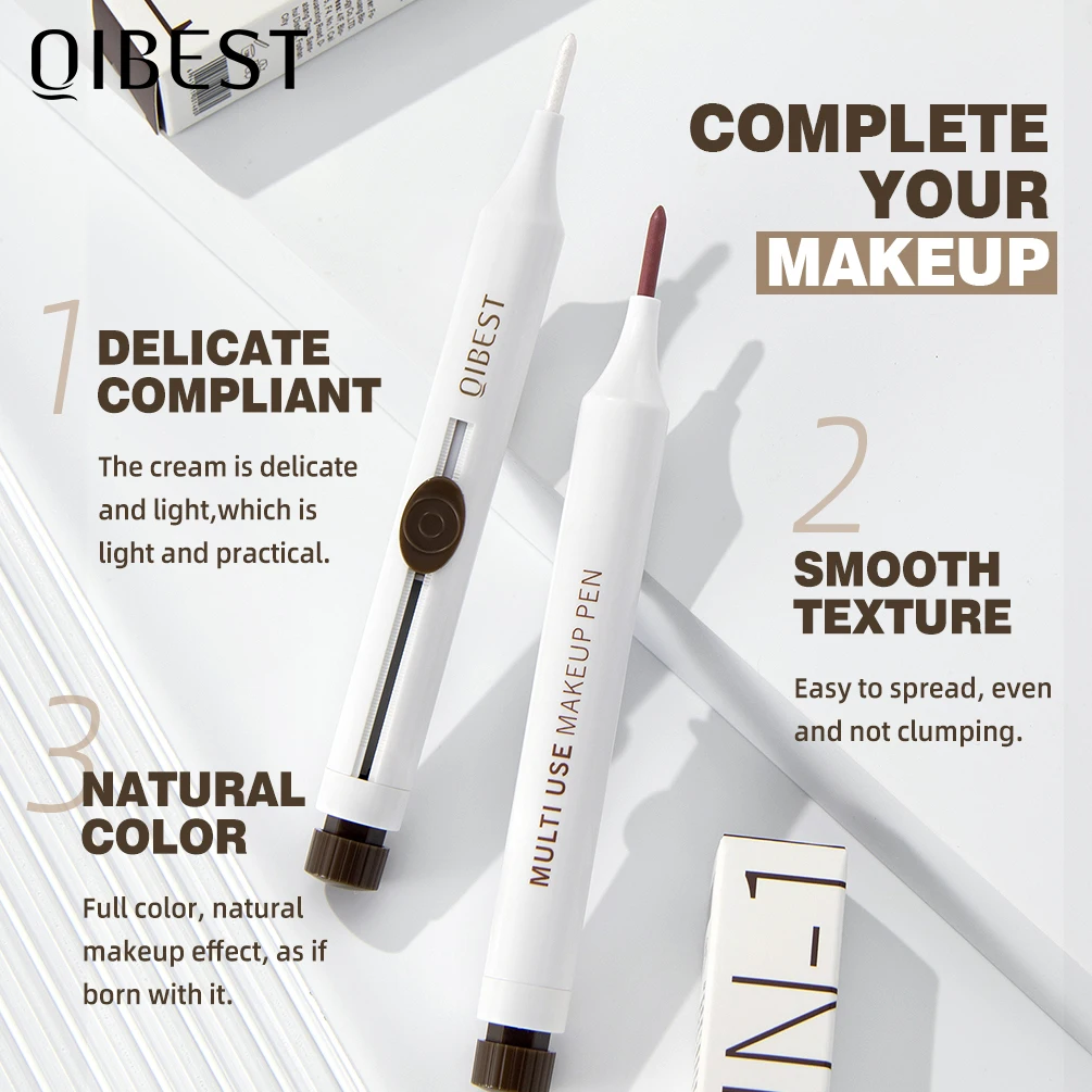 QIBEST – stylo de maquillage multi-usage 4 en 1, combine Eyeliner, crayon à lèvres, crayon à sourcils et surligneur dans un stylo, bâton cosmétique durable
