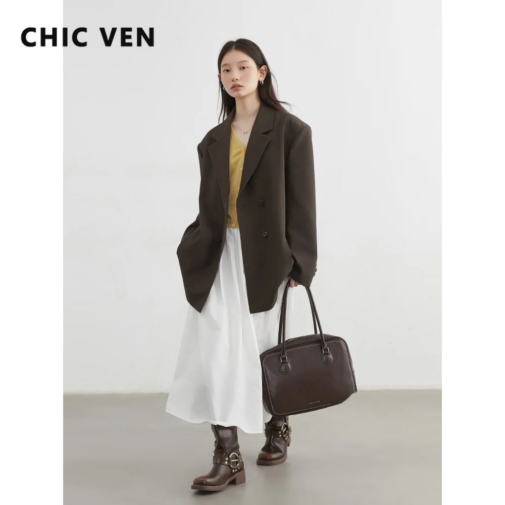 

CHIC VEN Women Blazers Fashion Solid Loose Single-breasted Long Sleeve Jackets Female Casual Clothing Spring Autumn New 2025