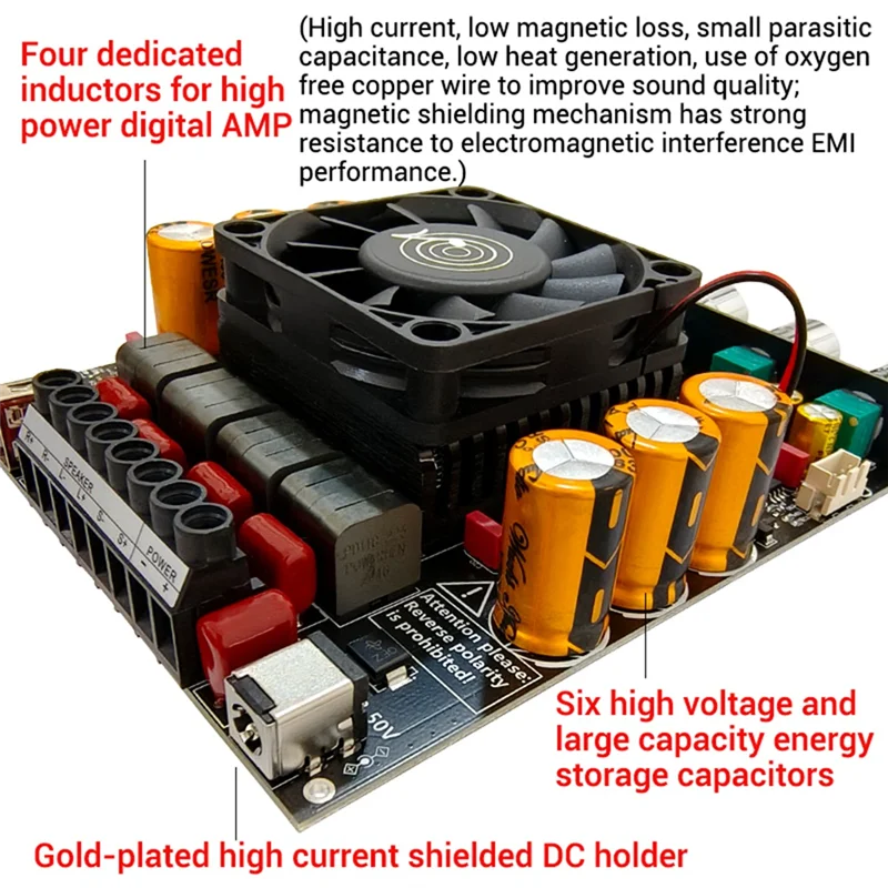 ABKO-ZK-AS21P Digital Power Amplifier Board 2X3000W+ 600W Stereo For Subwoofer Bluetooth Amplifier Module With Shielded Wire