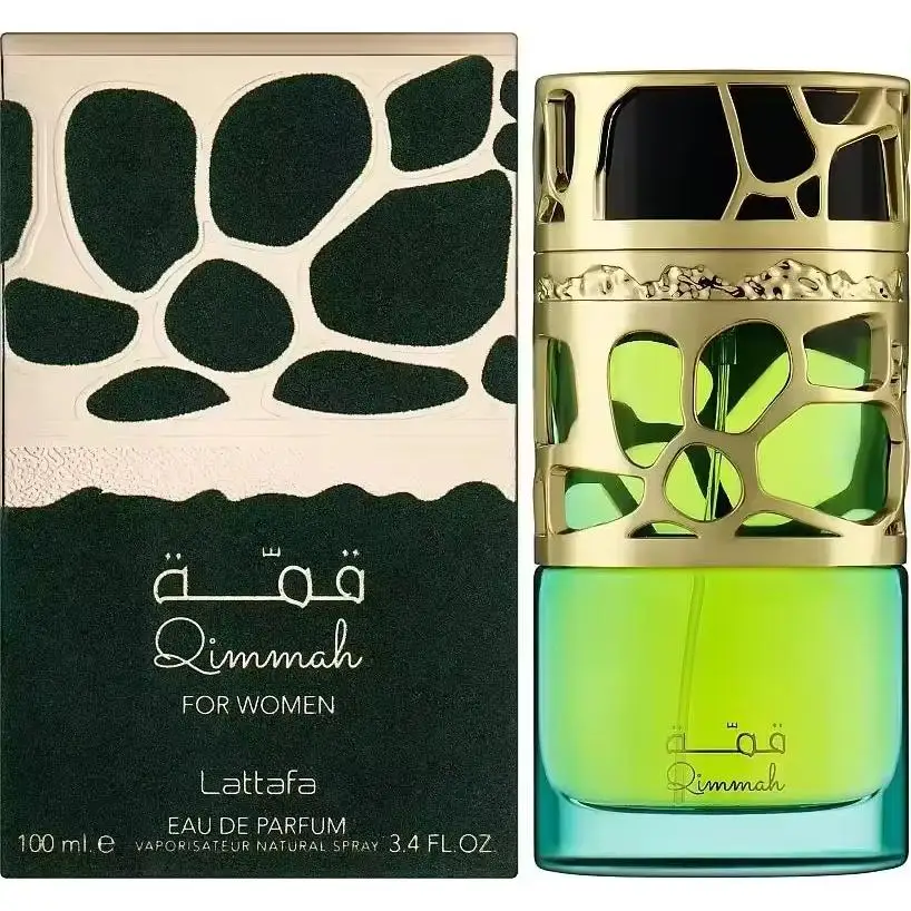 Perfume Qimmah Lattafa 100ml original eau de parfum fragancia femenina oriental floral duradera notas cítricas rosas jazmín ámbar almizcle elegante sofisticada sensual lujo regalo ideal día y noche