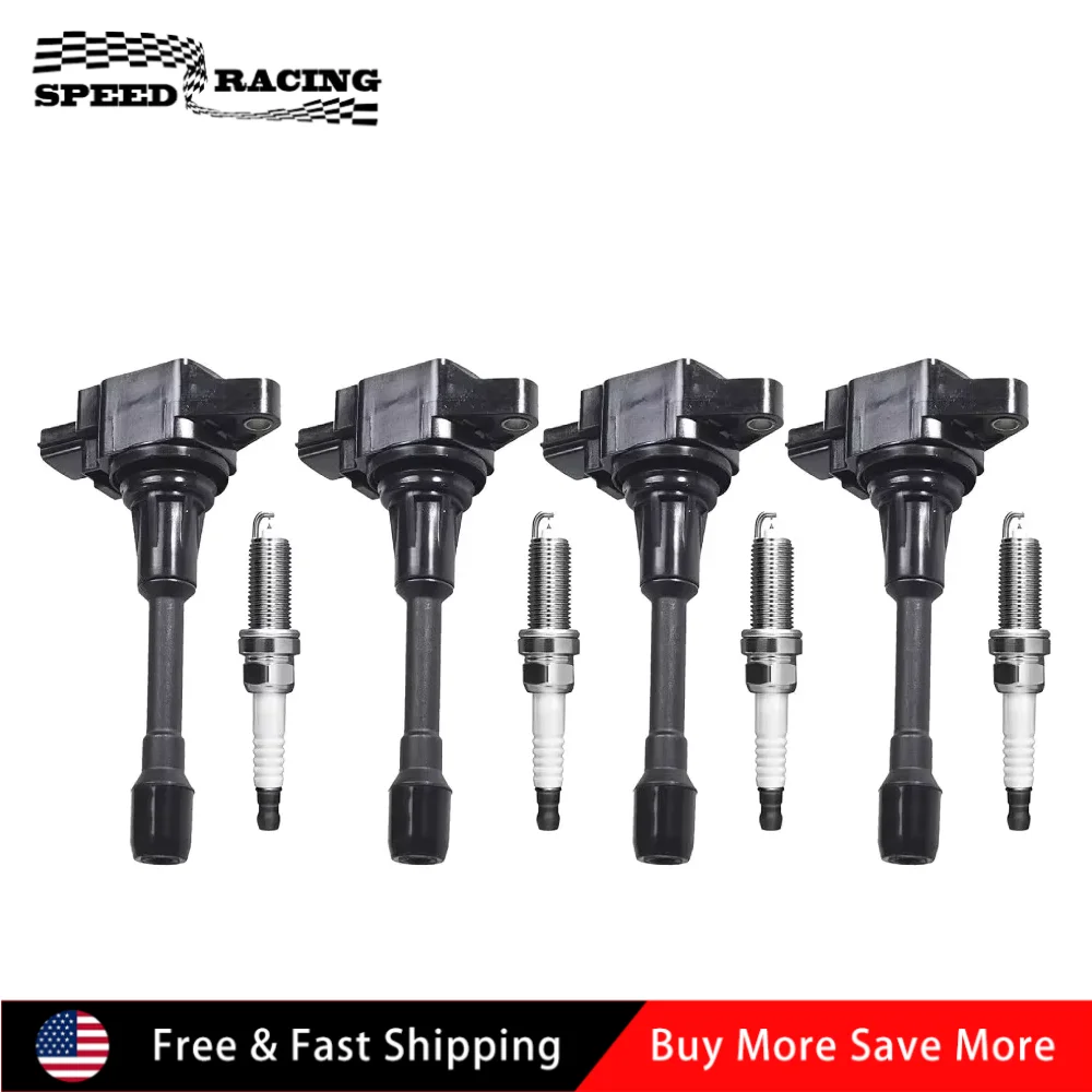 

22448ED000 22448JA00A 22448JA00C 4 шт. катушка зажигания и 4 шт. комплект иридиевых свечей зажигания для Sentra 1.6L Rogue 2.0L черный 2017-2019