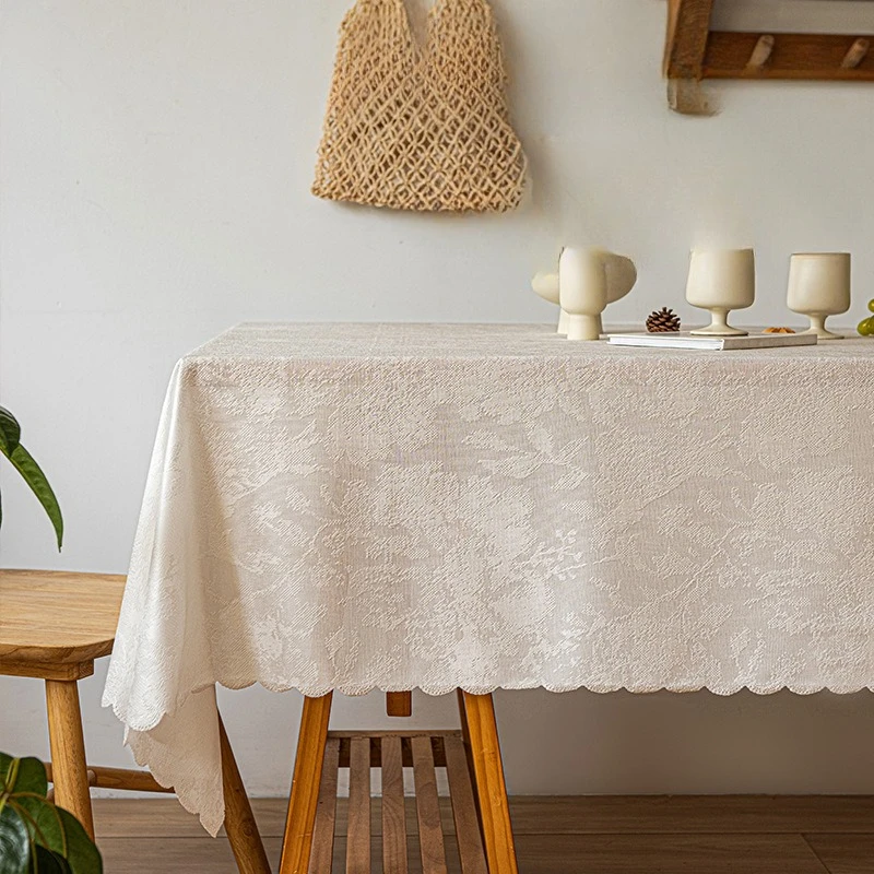 1-teilige Spitzentischdecke, staubdichte und atmungsaktive Esstischdecke, schaffen eine Atmosphäre mit gewellten Kanten