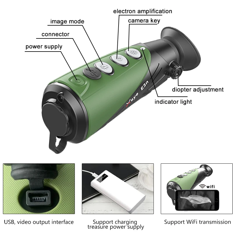 InfiRay E3N Hunting Night Vision Handheld Thermal Monocular Camera for Wild Hunting Boar Wolf Rabbit and Outdoor Observation