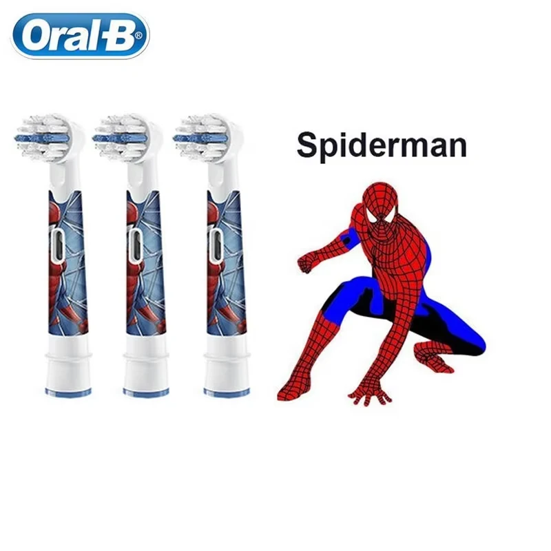 Oral B EB10 Kids Electric Toothbrush Replacement Heads Tiny Round Head Soft Bristle Teeth Cleaning Brush Refill Spiderman Frozen