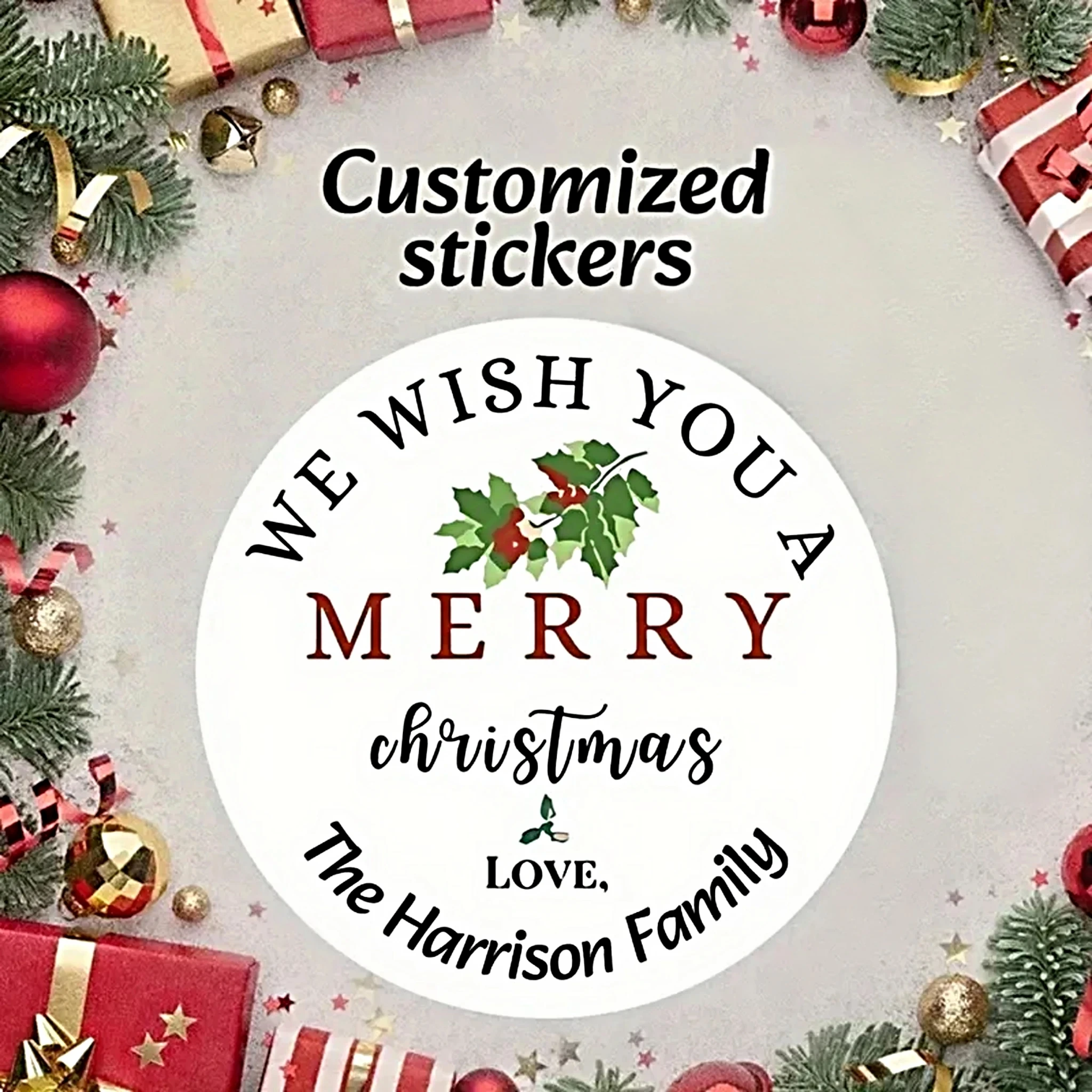 

Индивидуальные рождественские наклейки для подарочной упаковки, магазинов бутиков, местных десертных магазинов, украшений для вечеринок, конвертов на день рождения