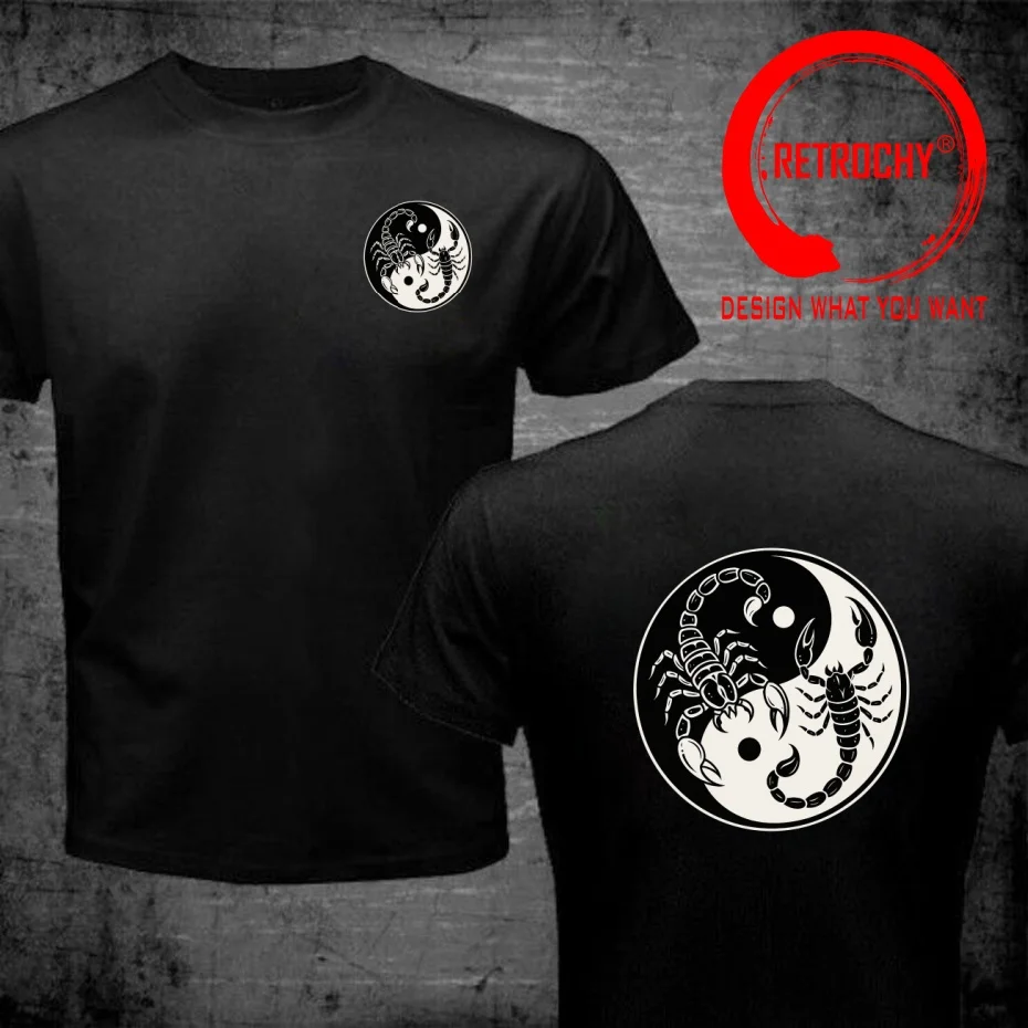 Funny Design Yin Yang Scorpion  Shirt Men Fashion Trendy Casual Clothing Stylish Tops Tee Shirt Leisure Tshirt Men's T-Shirt
