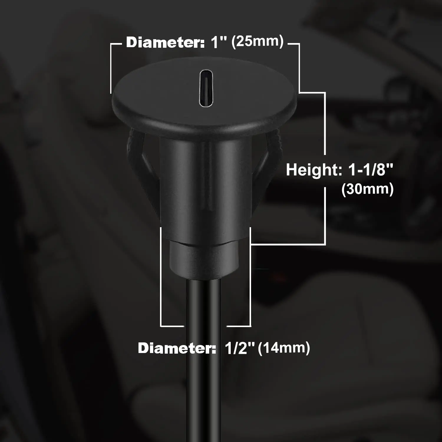 Small Circle Port USB 3.0 Type-C Male To Female Flush Panel Mount Extension Data Cable for Car Truck Boat Motorcycle Dashboard