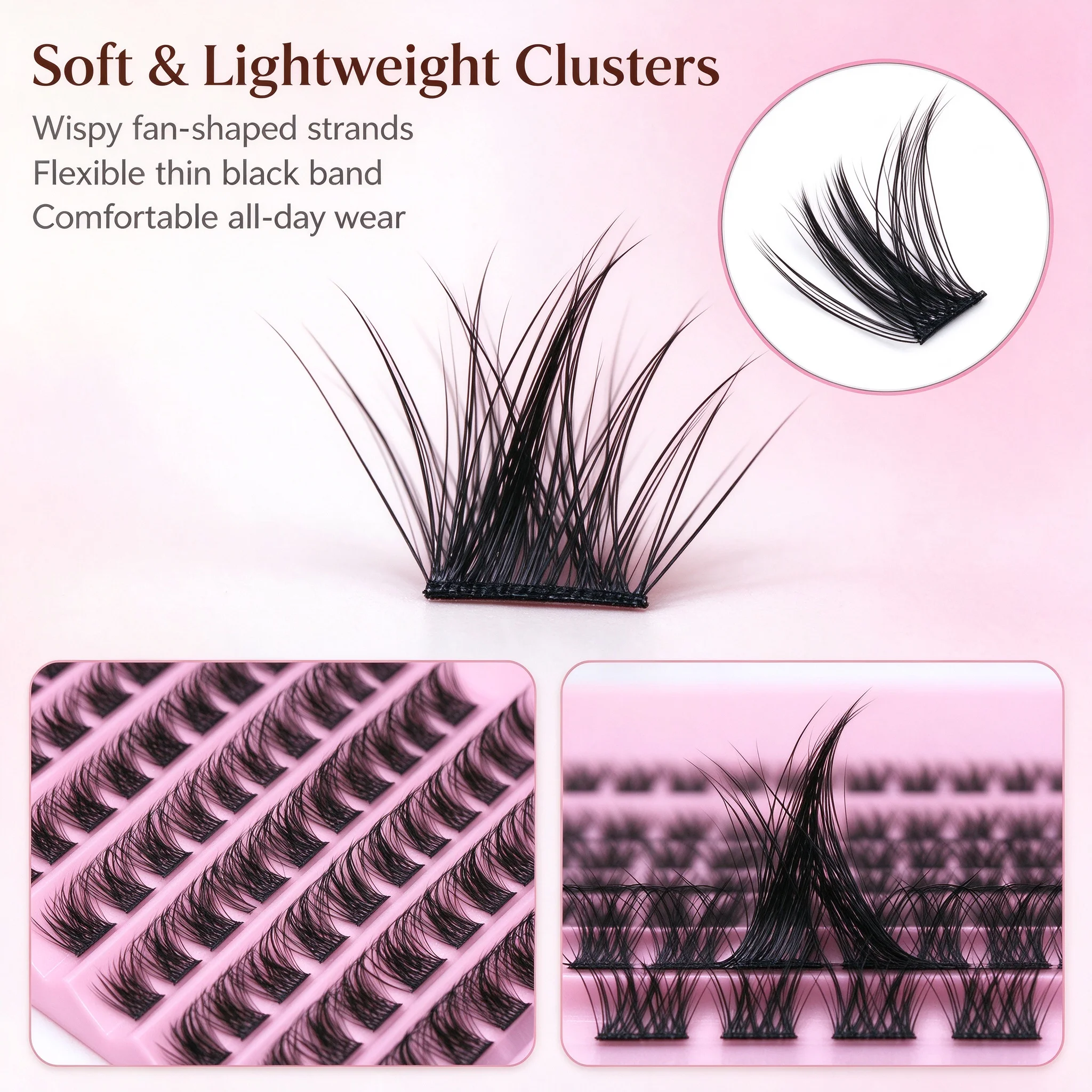 2 Pack Cluster Lashes 8-16mm Wispy Individual Lashes Extensions Natural Look Lashes D Curl Fluffy Cluster Lashes