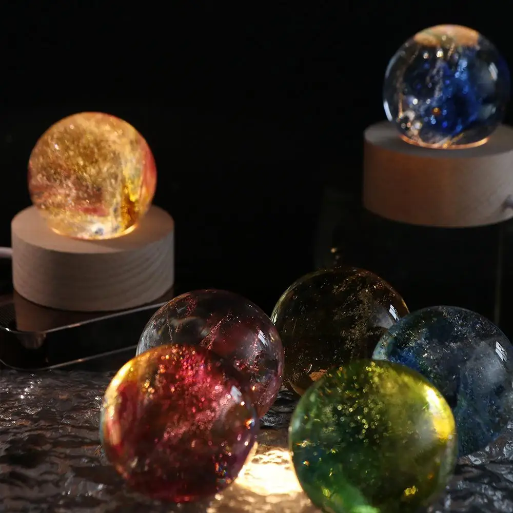 Interior Decoration Solid Wood Crystal Ball Smooth Chroma Milky Way Lamp Aglow Delicate Led Night Lamp Couple Dating