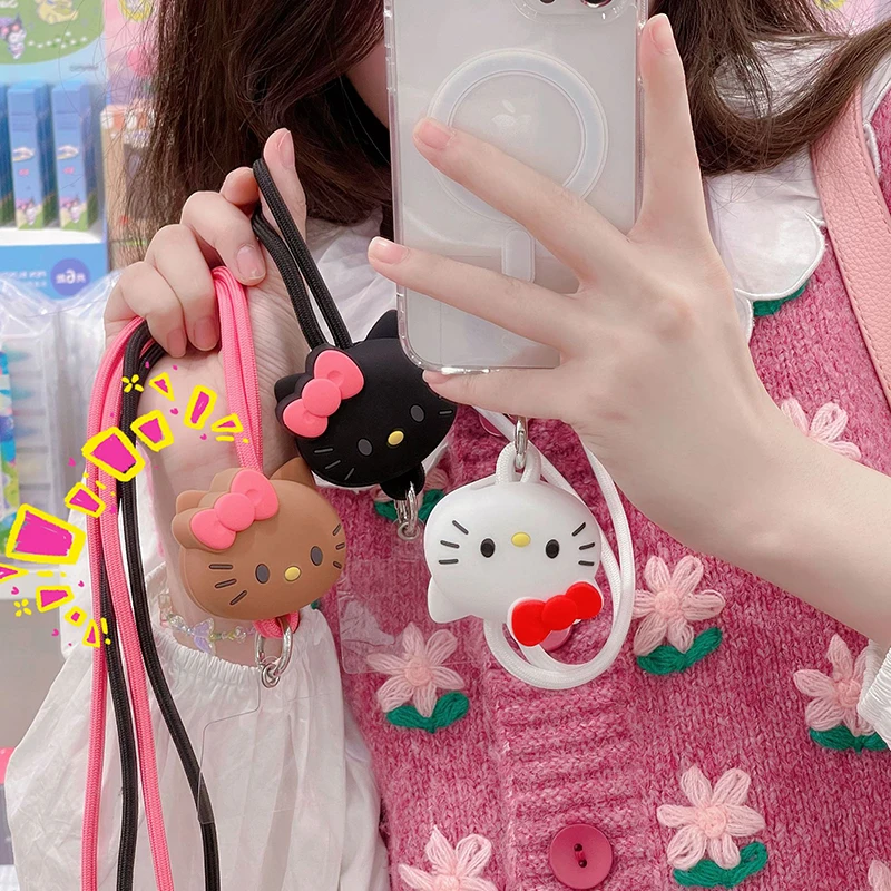 Sanrio urocze kreskówkowe etui na telefon smycze dla lalek Kawaii śliczne anty-zagubione smycz na szyję z kreskówkowym łańcuszkiem zabawki prezenty dla dziewczynek