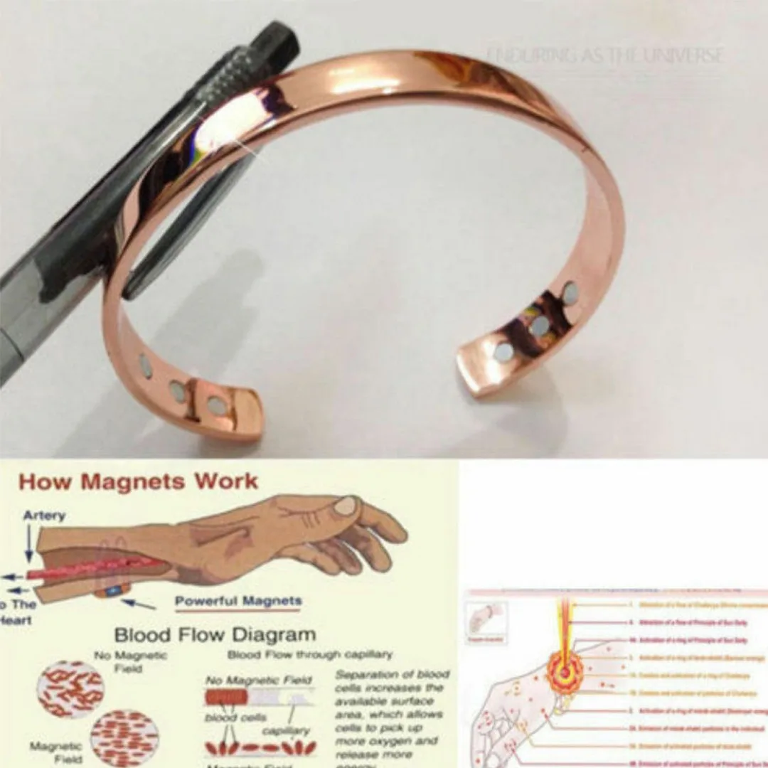 2023 1 Pc Pure Copper Magnetic Bracelet Arthritis Therapy Energy Bangle Jewelry Pain Relief Bio Magnetic Copper for Women Men