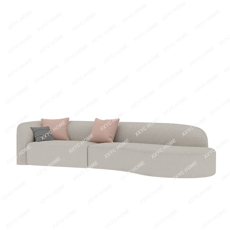 Living Room Sofa Small Apartment High-Profile Figure Modern Light Luxury Simple Curved Reception Sofa Faux Leather