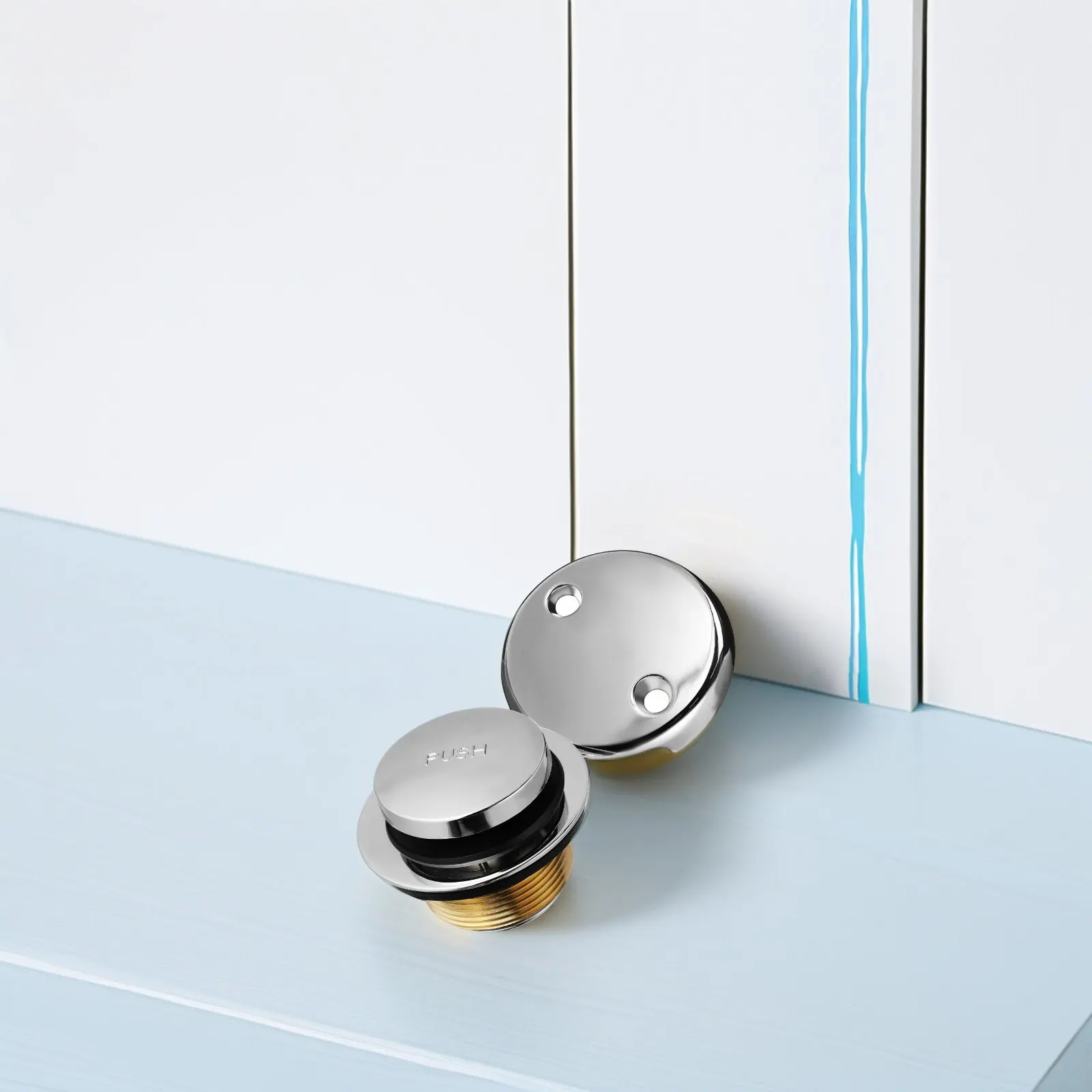 

1Set Universal Bathtub Drain Stopper Kit Dual Hole Overflow Plate High Strength Metal Bath Tub Drain Block and Stopper