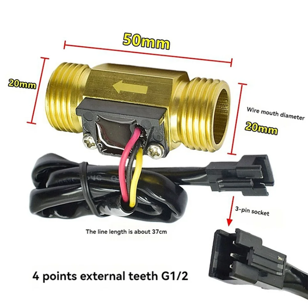 1/2 "3/4" DN15 أنبوب نحاسي كامل مع مستشعر تدفق المياه الخيط الخارجي استبدال سخان المياه التوربينات مقياس الجريان مستشعر تدفق المياه