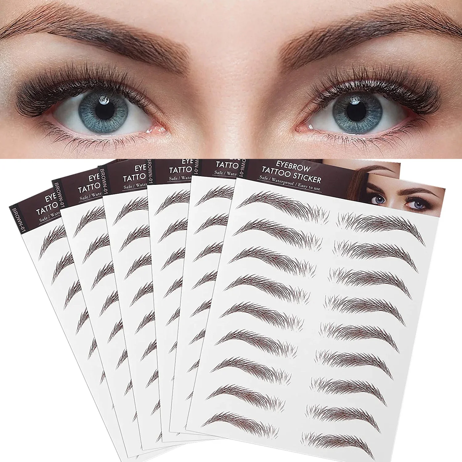 4D Hair-Like Eyebrow Stickers Waterproof Eyebrow Tattoo Water Transfer Eye Brow Enhancer Long Lasting Korean Cosmetics