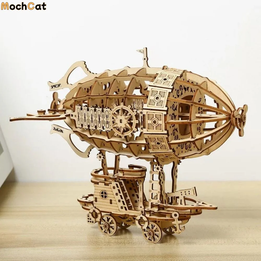 

Деревянная модель дирижабля ручной работы, 3D-пазл, механический конструктор, развивающая головоломка для развития интеллекта