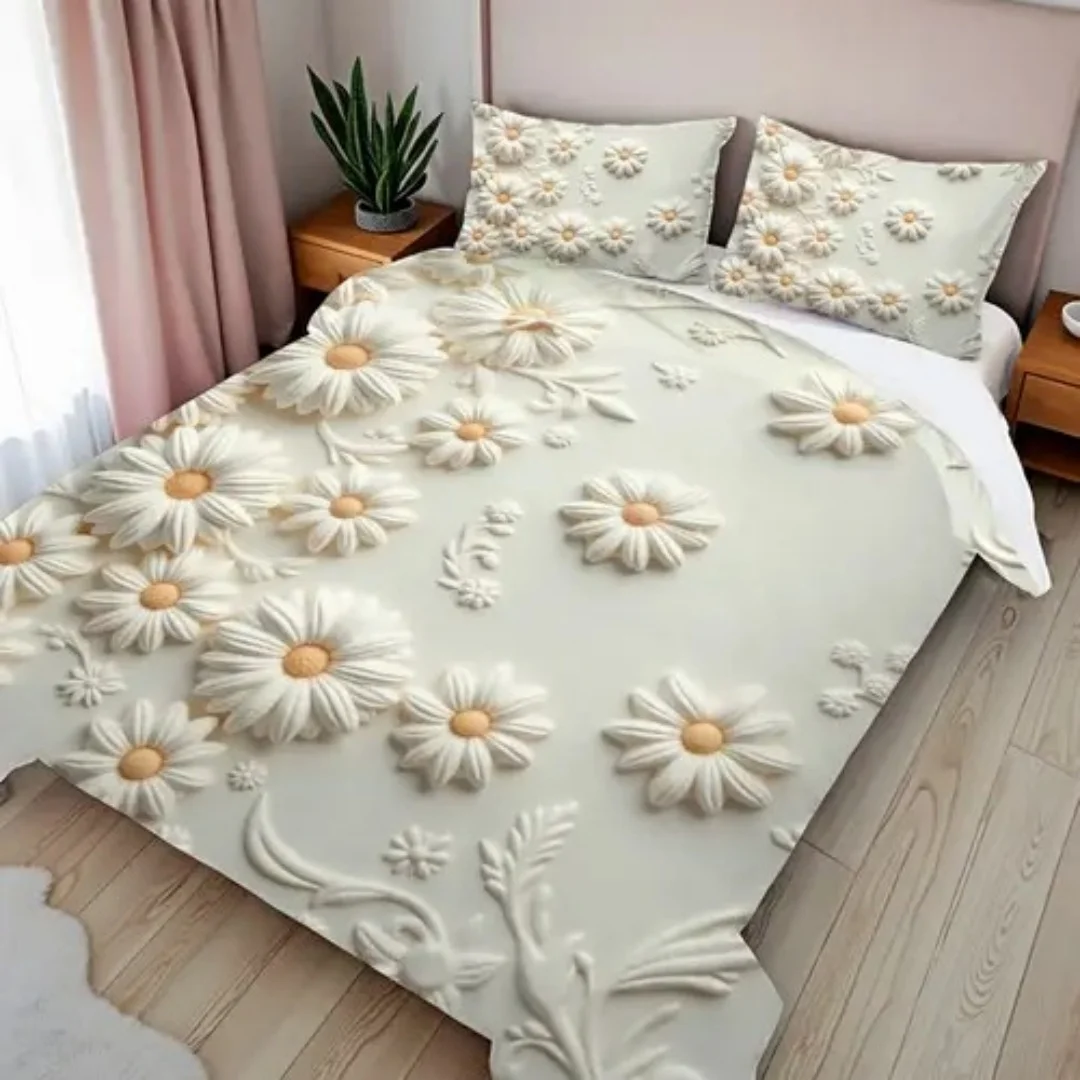 Housse de couette imprimée en relief 3D, ensemble de literie Queen King Size HD, décoration de chambre, housse de couette de luxe exquise, 3 pièces